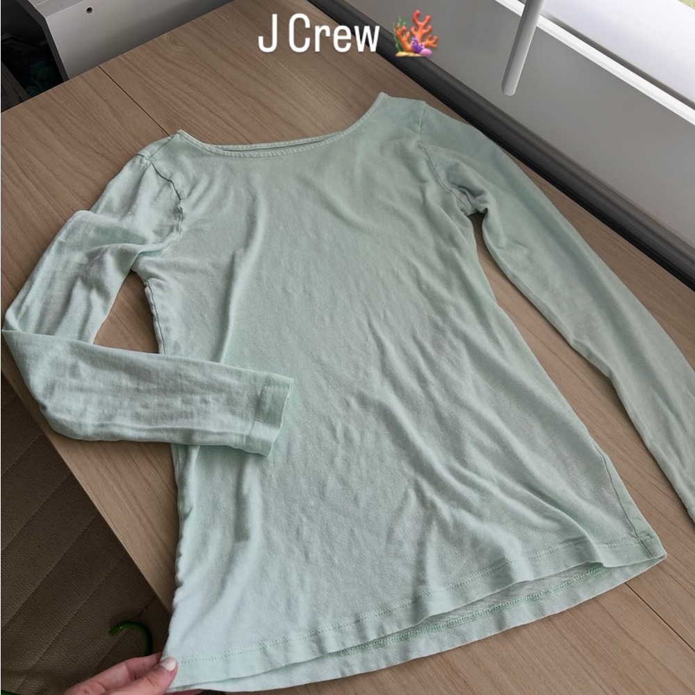 J. Crew Teal Fitted Long Sleeve Blouse